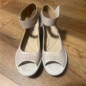 Clark wedge sandals, soft cushion, size 8, very gently worn